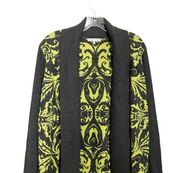 Alberto Makali Cardigan Sweater Long Sz S Green Gray Open Front Shawl Collar - Picture 7 of 10